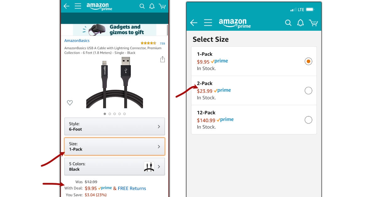 Amazon Select Size