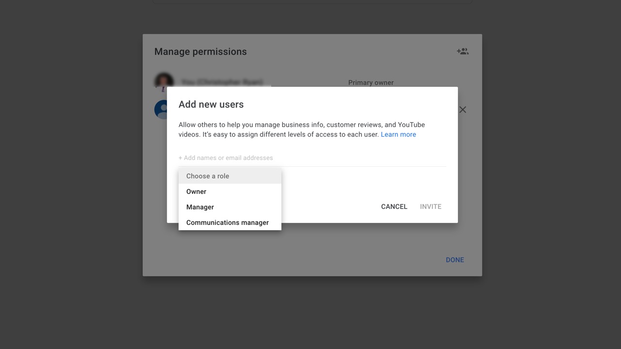 You Tube Manage Permissions