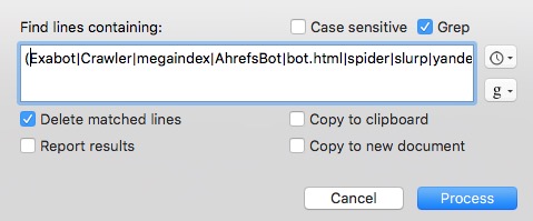 BBEdit Process Lines Containing