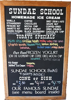 Sundae School Menu