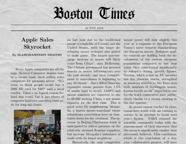 Apple Newsprint Sample