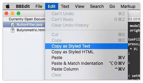 BBEdit Styled Text