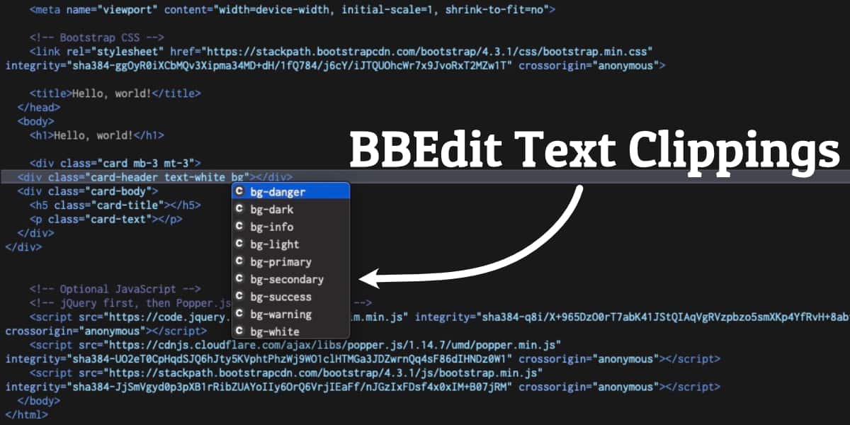 BBEdit Bootstrap Clipping