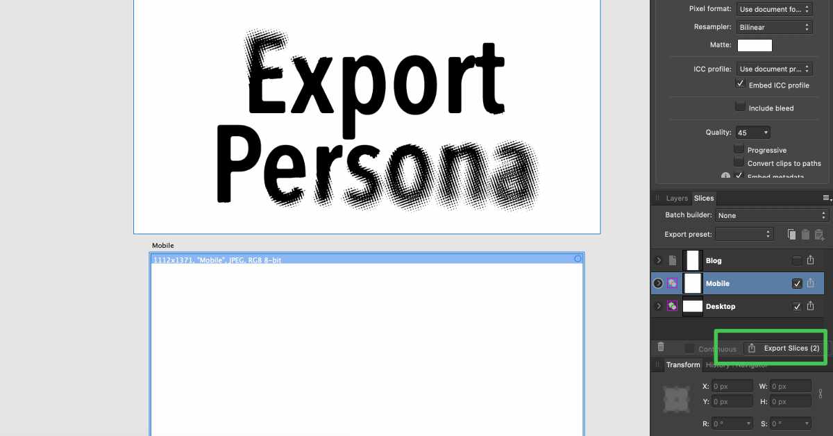 Export Persona Art Board