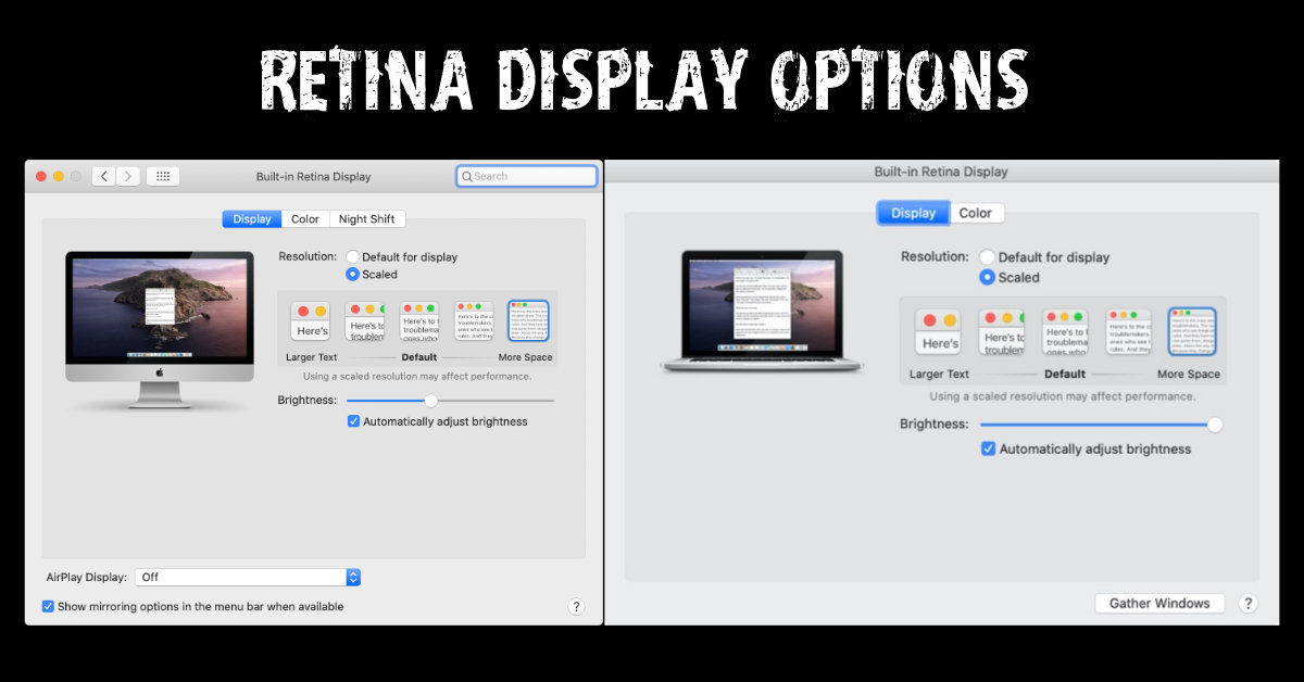 Retina Display Options