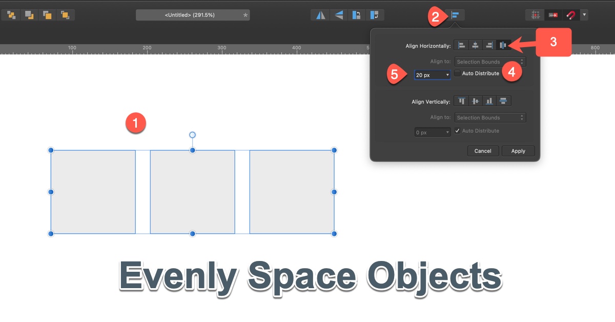 Affinity Evenly Space Objects