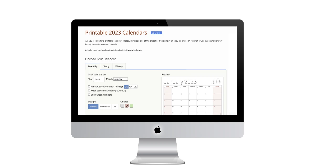 Printable2023 Calendars