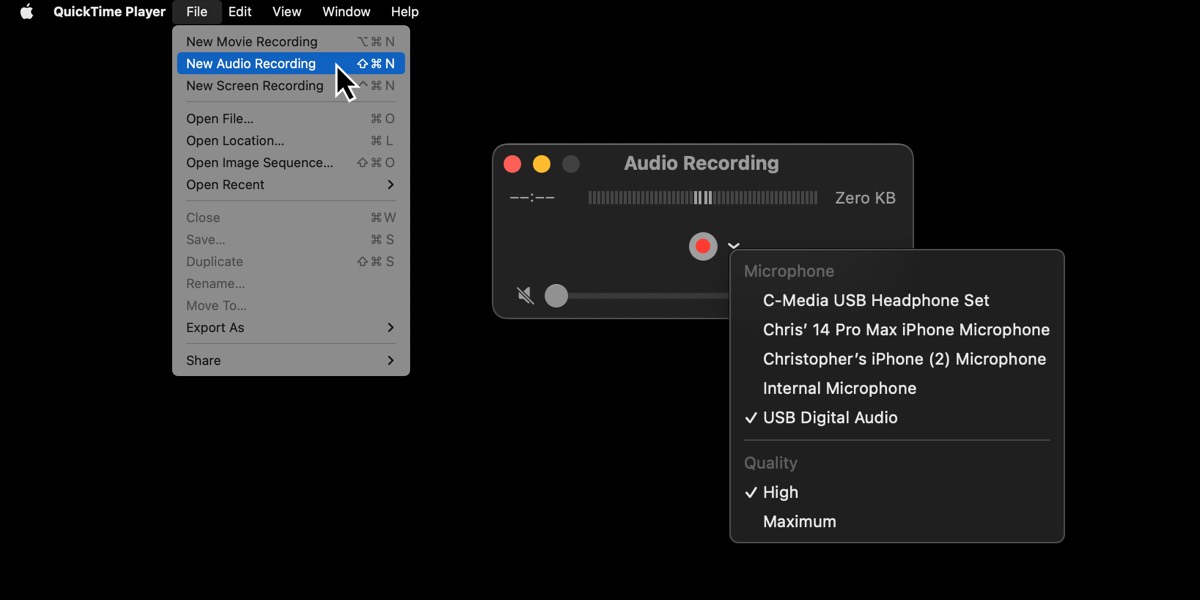 Quicktime Audio Recording