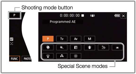 Canon X A40 Shooting Modes