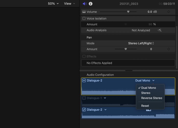 Final Cut Pro Audio Configuration